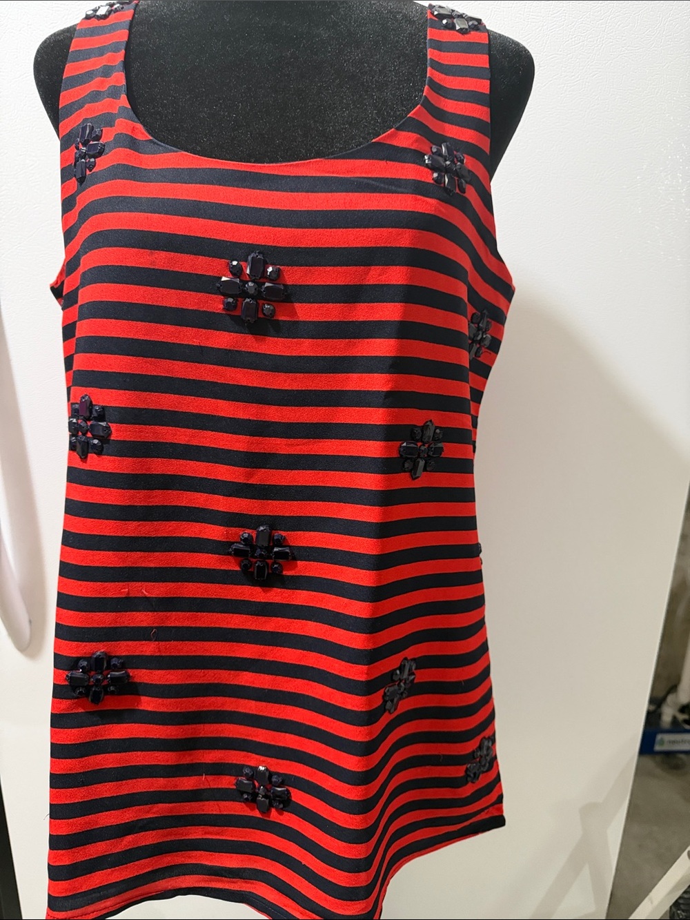 Banana Republic Red and Black Striped Sleeveless Tank